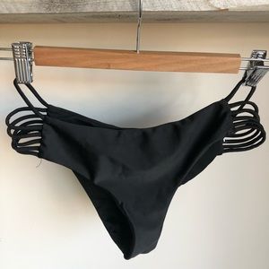 Black Bikini Bottoms With Strapey Side Detail